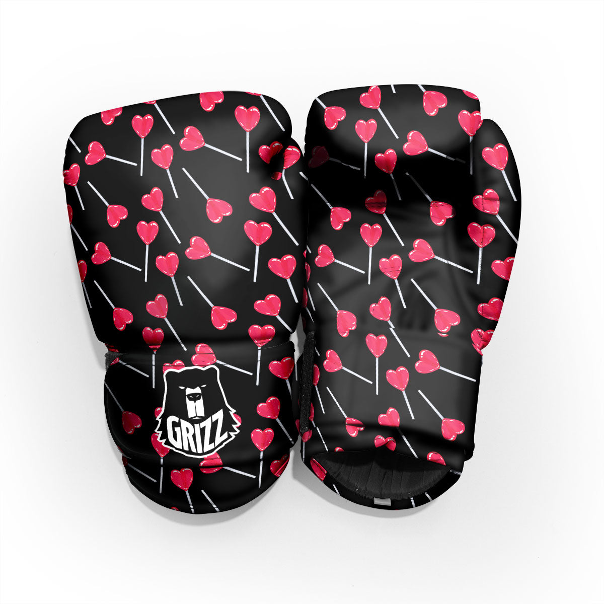 Lollipop Red Heart Print Pattern Pro Boxing Glove