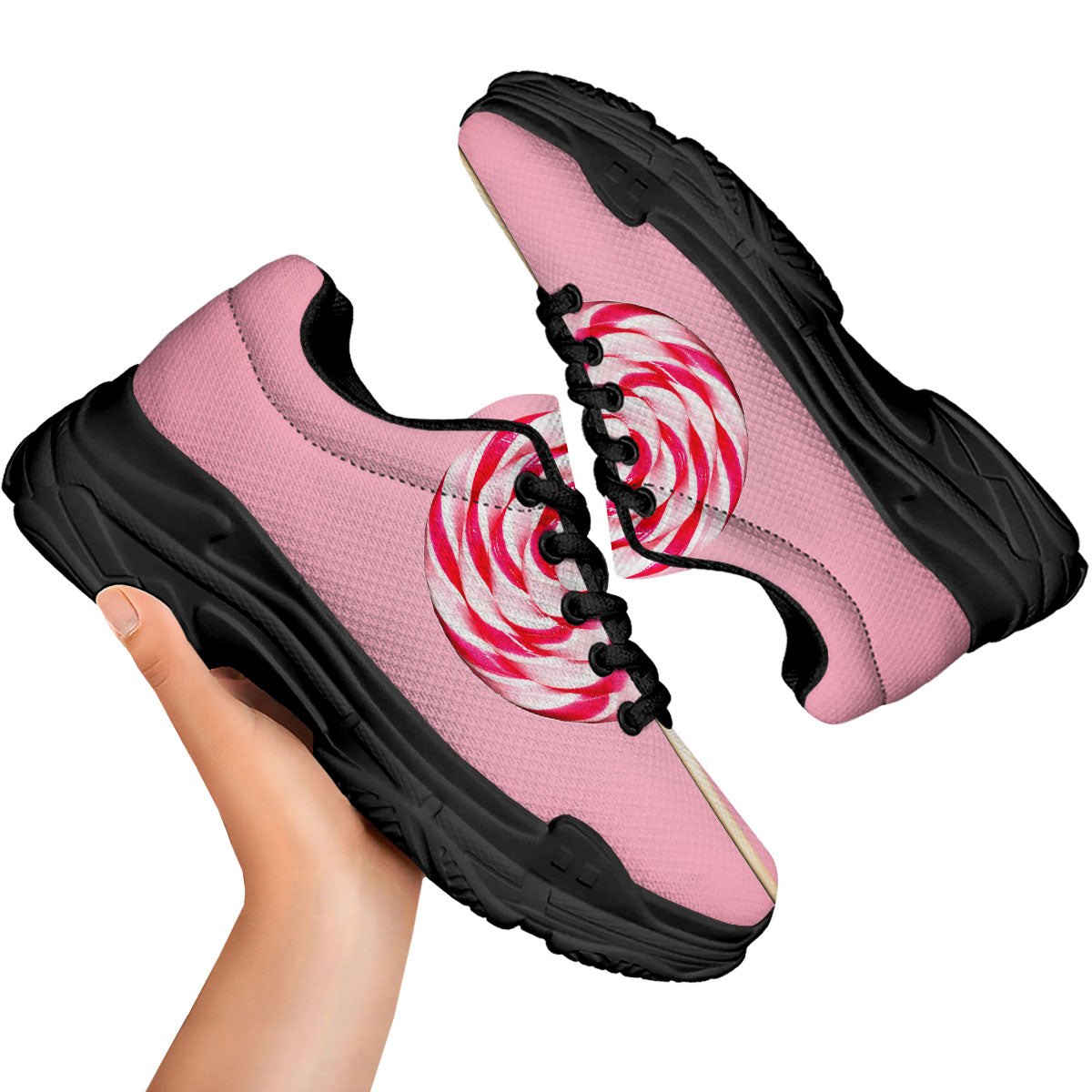 Lollipop Retro Print Black Chunky Shoes-grizzshop