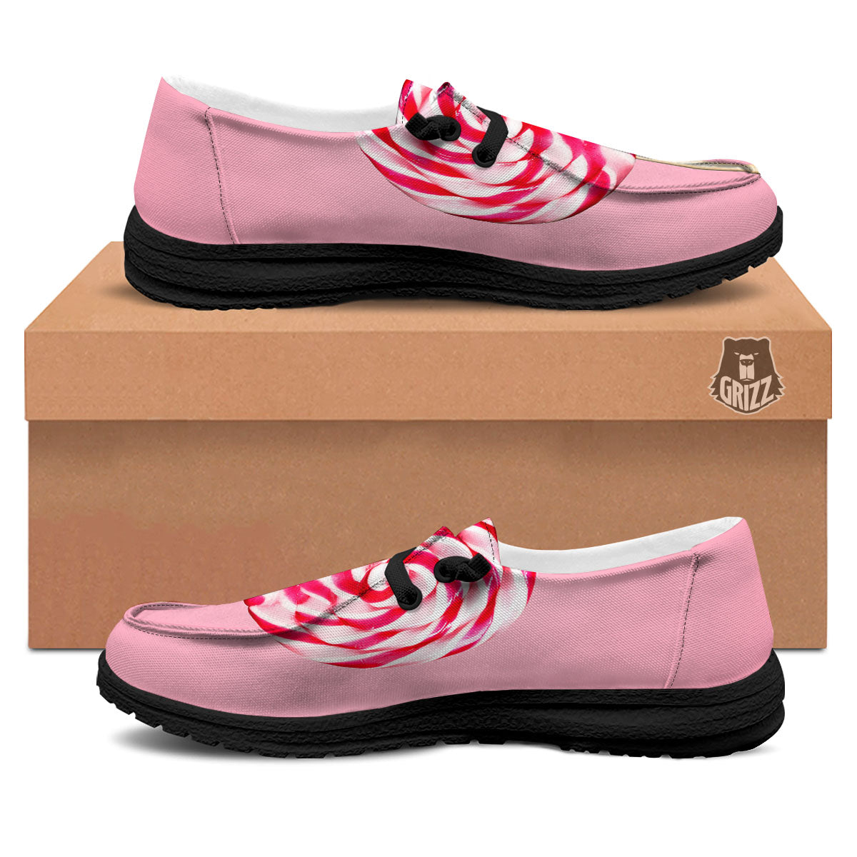 Lollipop Retro Print Black Loafers-grizzshop