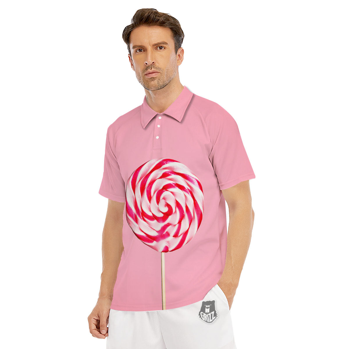 Lollipop Retro Print Men's Golf Shirts-grizzshop