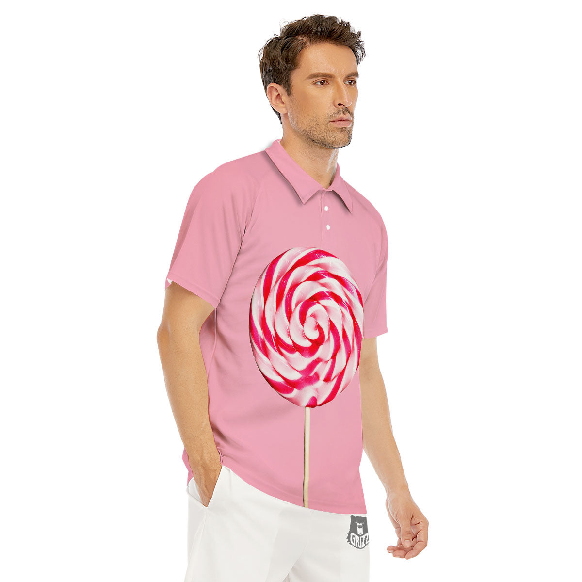 Lollipop Retro Print Men's Golf Shirts-grizzshop