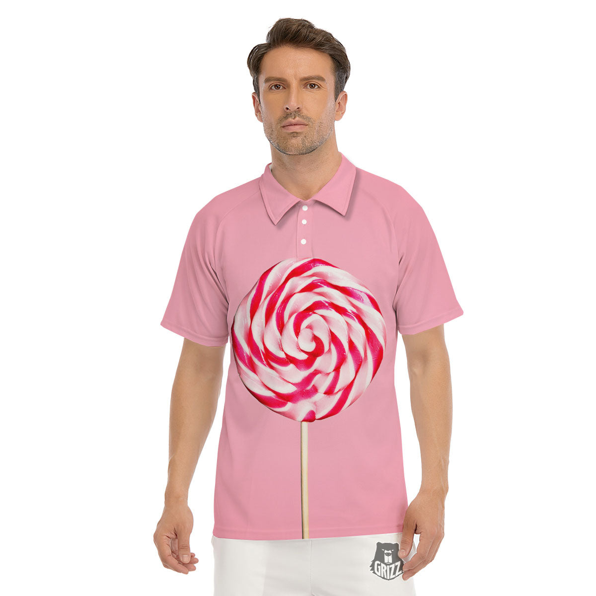 Lollipop Retro Print Men's Golf Shirts-grizzshop