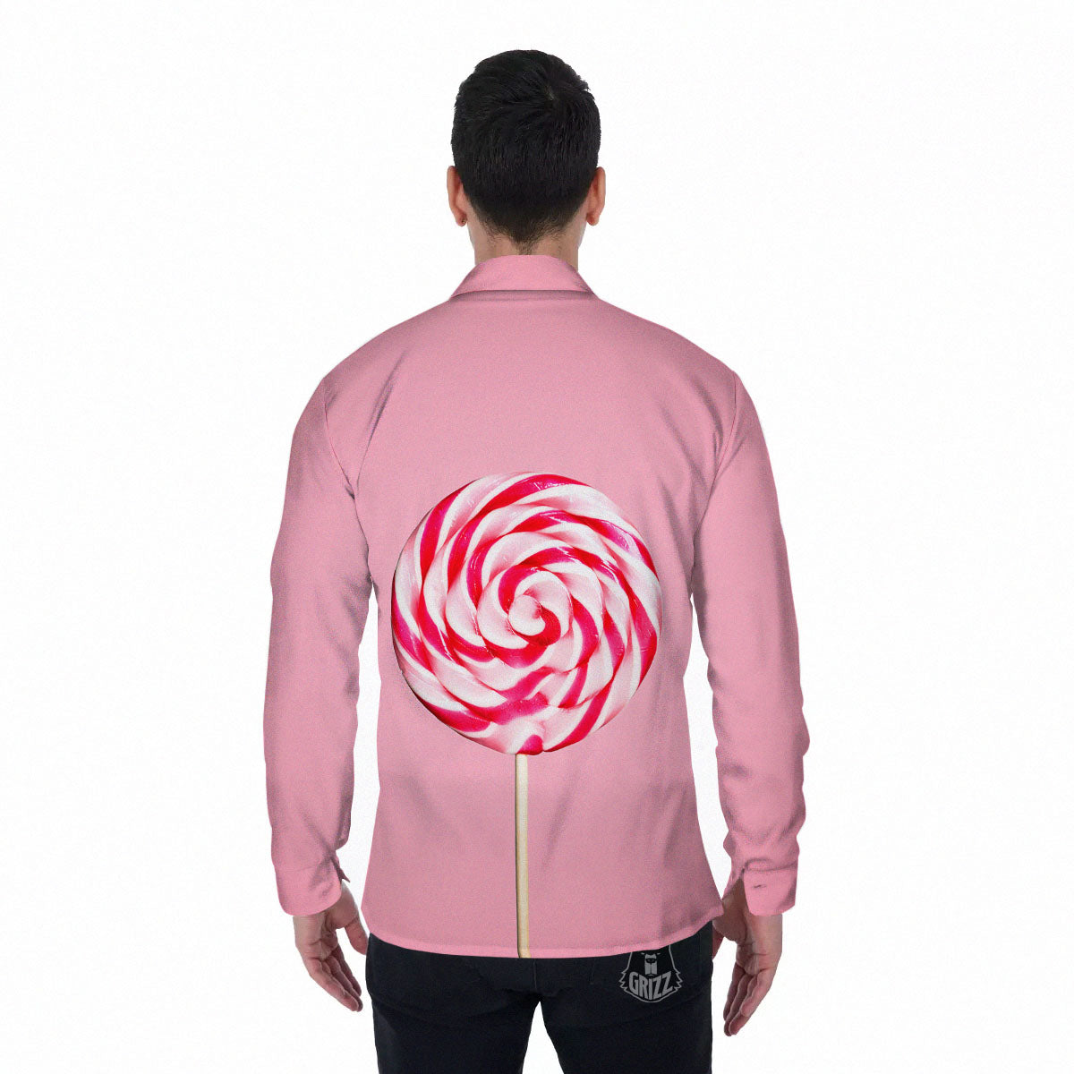 Lollipop Retro Print Men's Long Sleeve Shirts-grizzshop