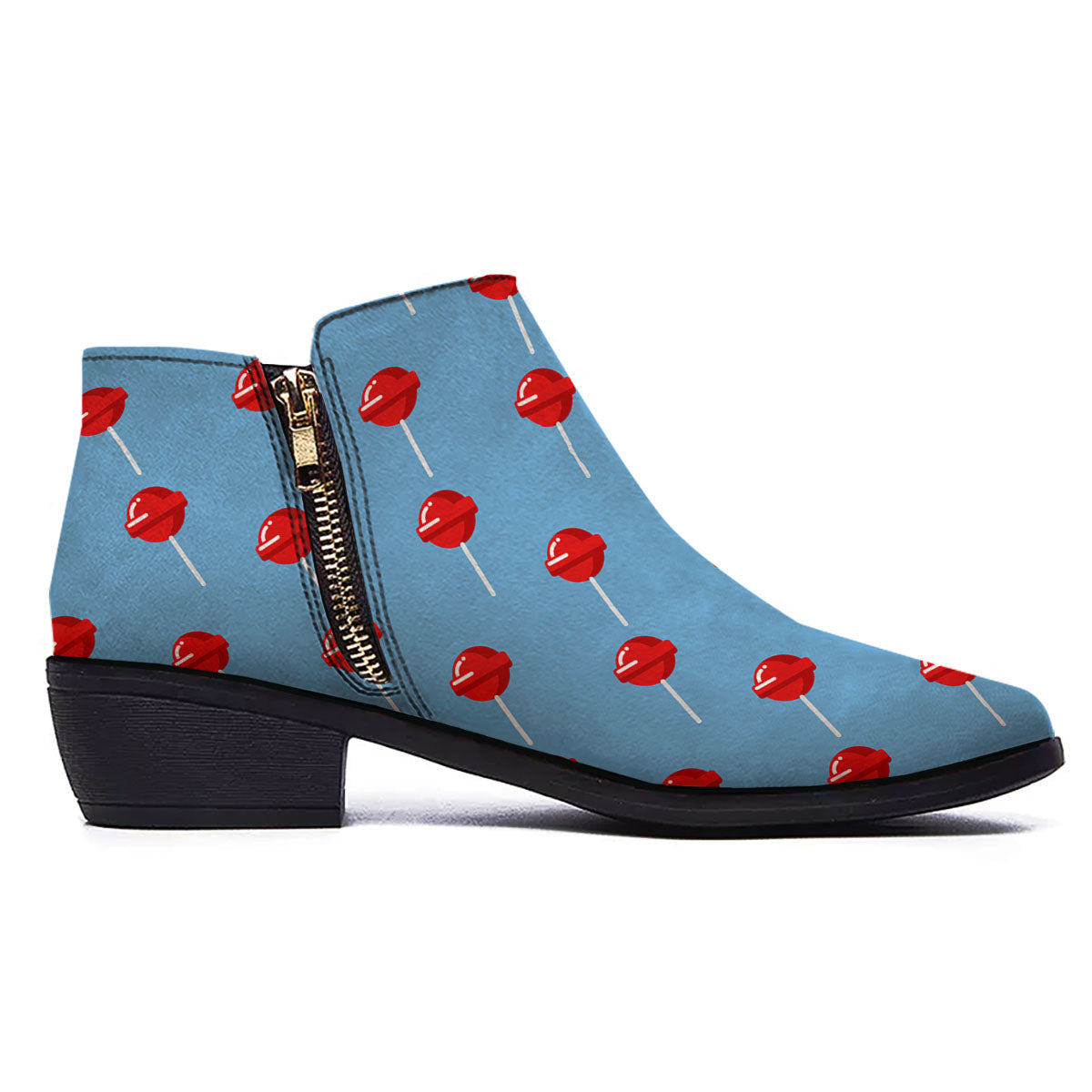 Lollipop Retro Print Pattern Ankle Boots-grizzshop