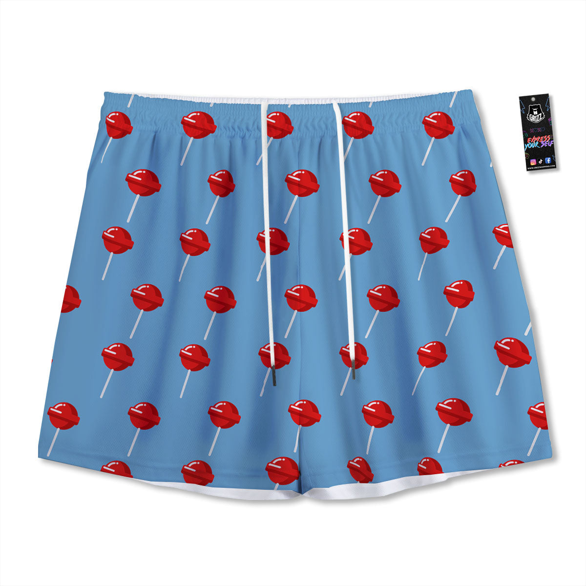 Lollipop Retro Print Pattern Mesh Shorts
