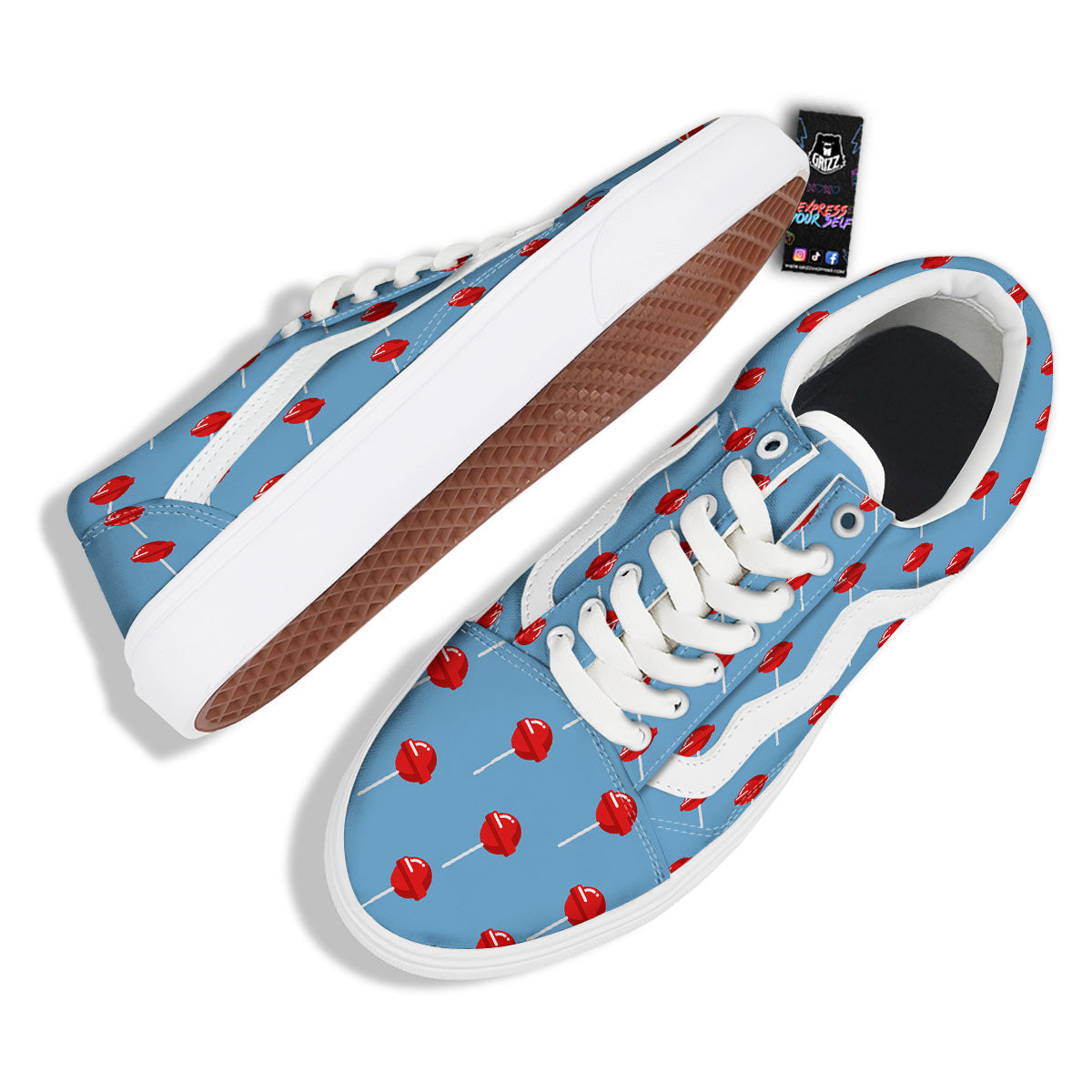 Lollipop Retro Print Pattern Skate Shoes-grizzshop