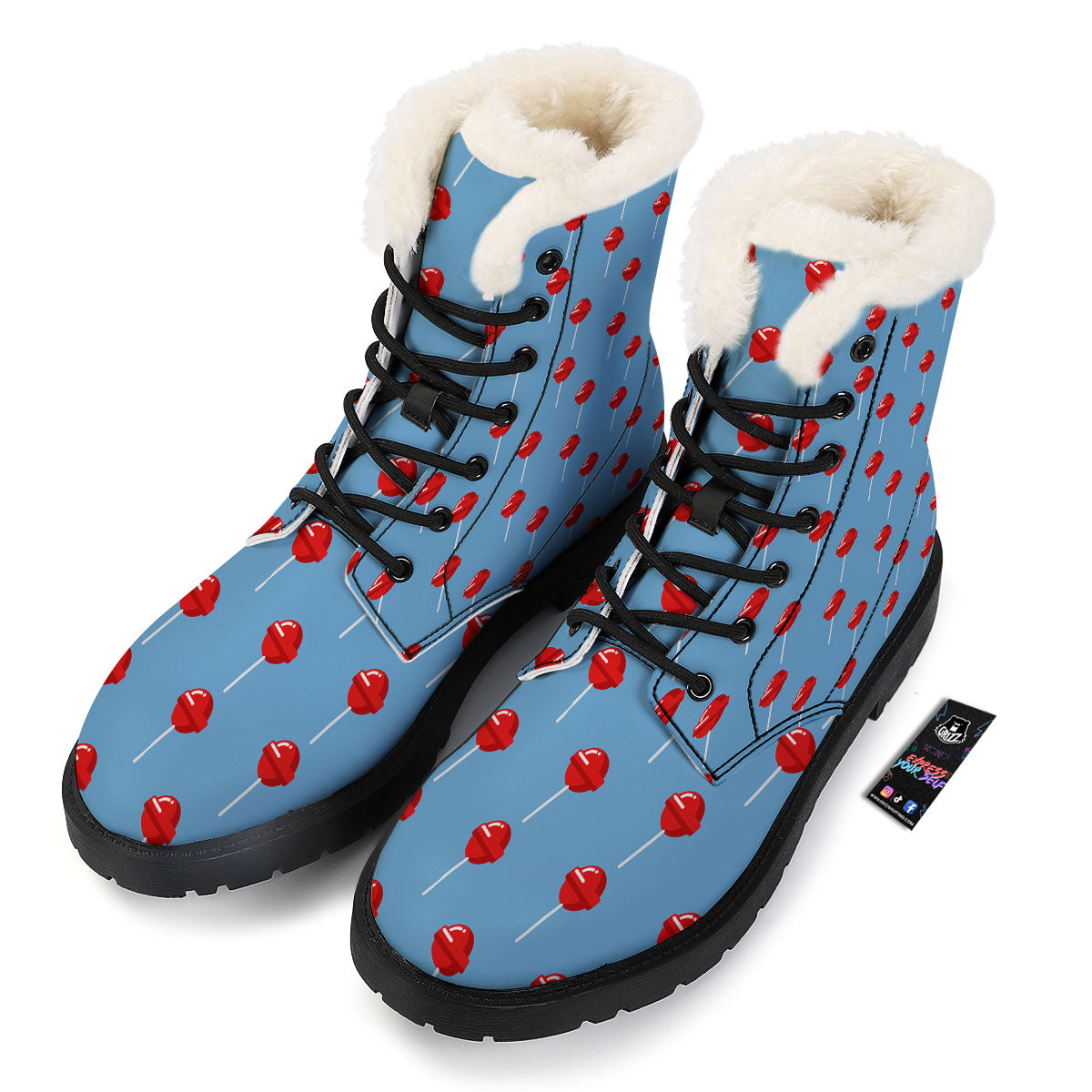 Lollipop Retro Print Pattern Winter Boots-grizzshop