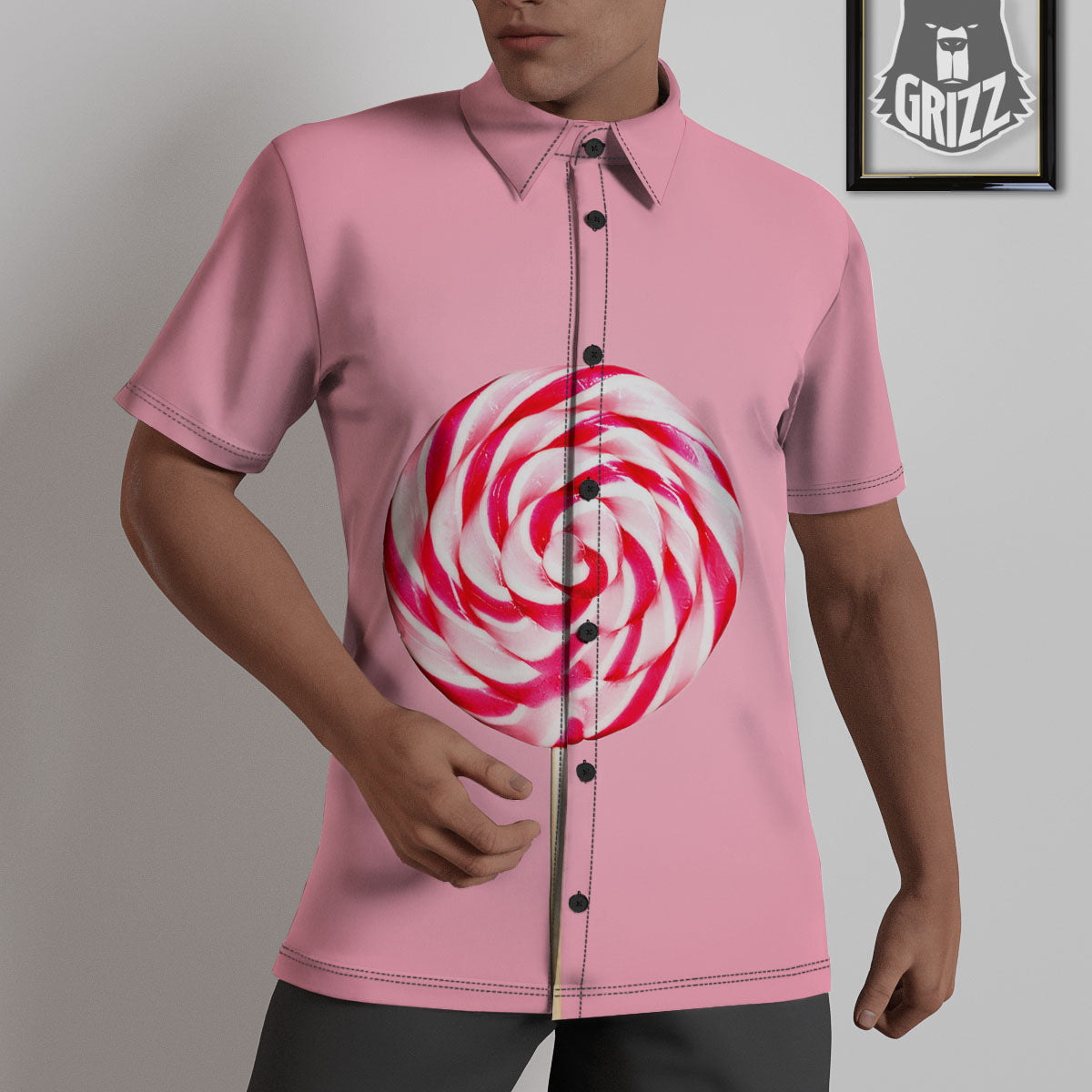 Lollipop Retro Print Untucked Shirts-grizzshop