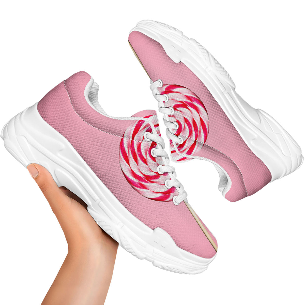 Lollipop Retro Print White Chunky Shoes-grizzshop