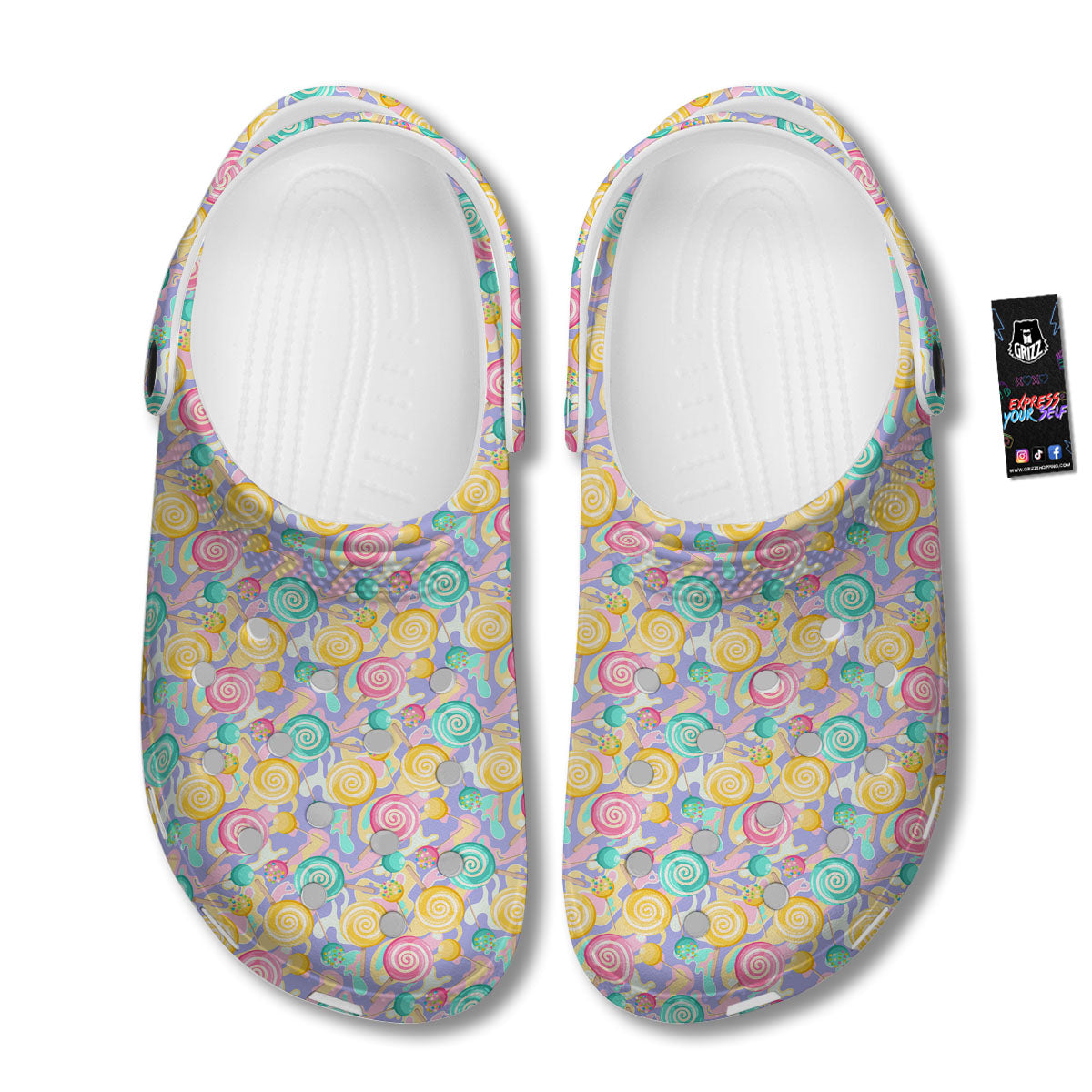 Lollipop Swirl Colorful Print Pattern Clog-grizzshop