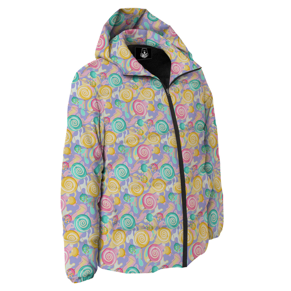 Lollipop Swirl Colorful Print Pattern Down Jacket-grizzshop