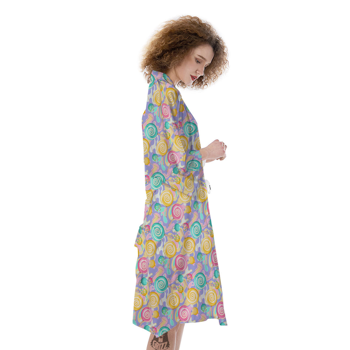 Lollipop Swirl Colorful Print Pattern Kimono-grizzshop