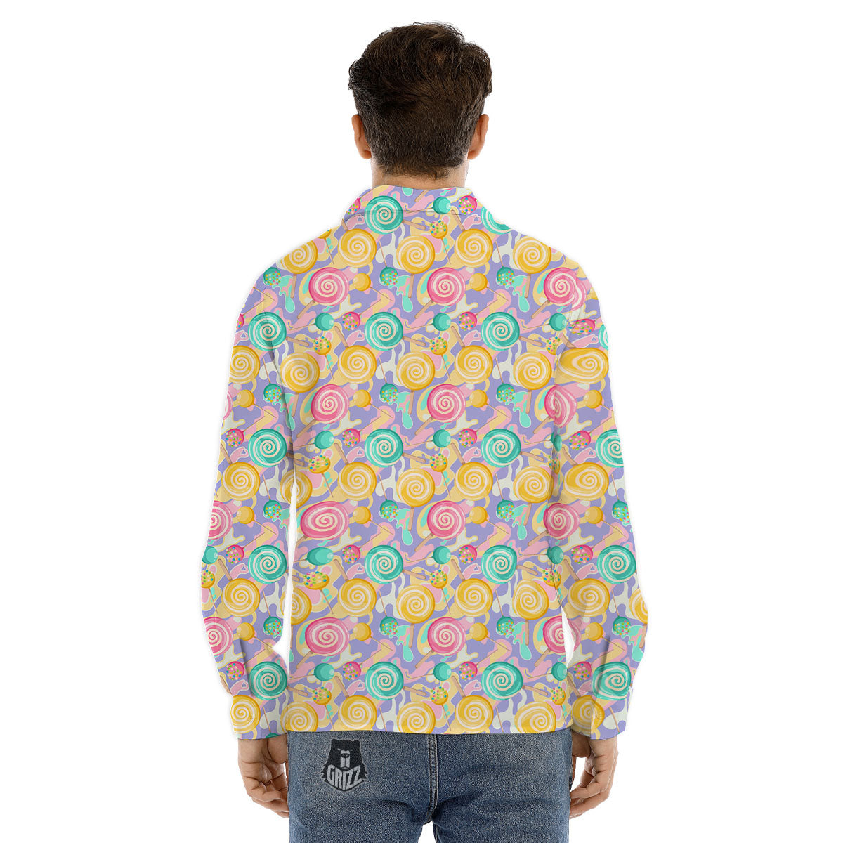 Lollipop Swirl Colorful Print Pattern Men's Dress Shirts-grizzshop