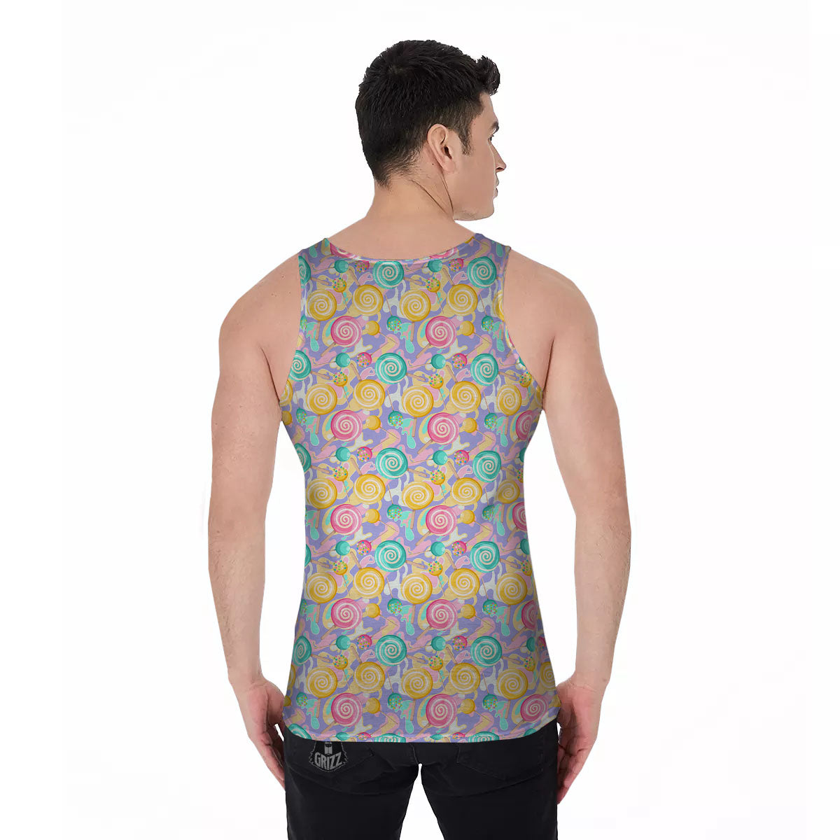 Lollipop Swirl Colorful Print Pattern Men's Tank Top-grizzshop