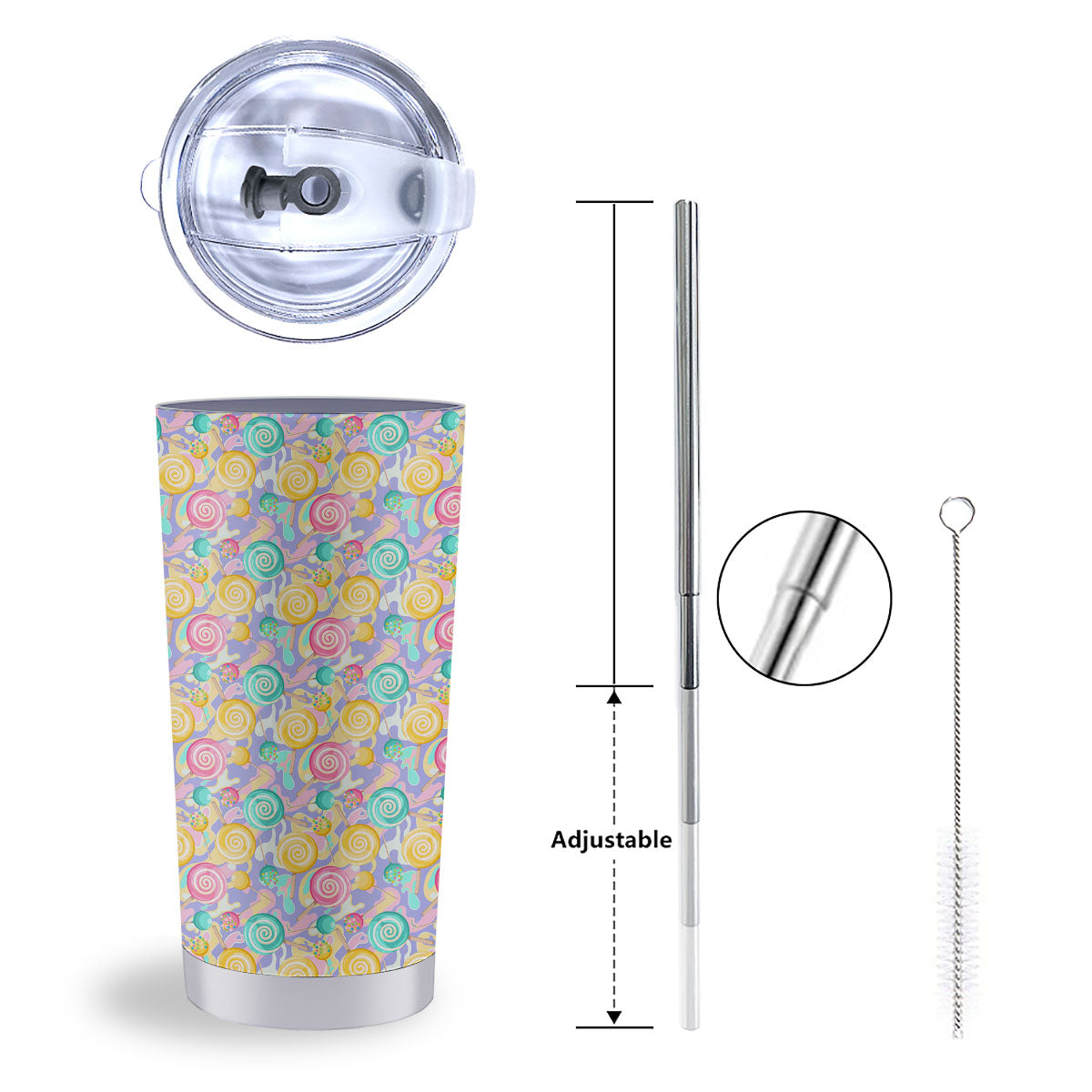 Lollipop Swirl Colorful Print Pattern Tumbler-grizzshop