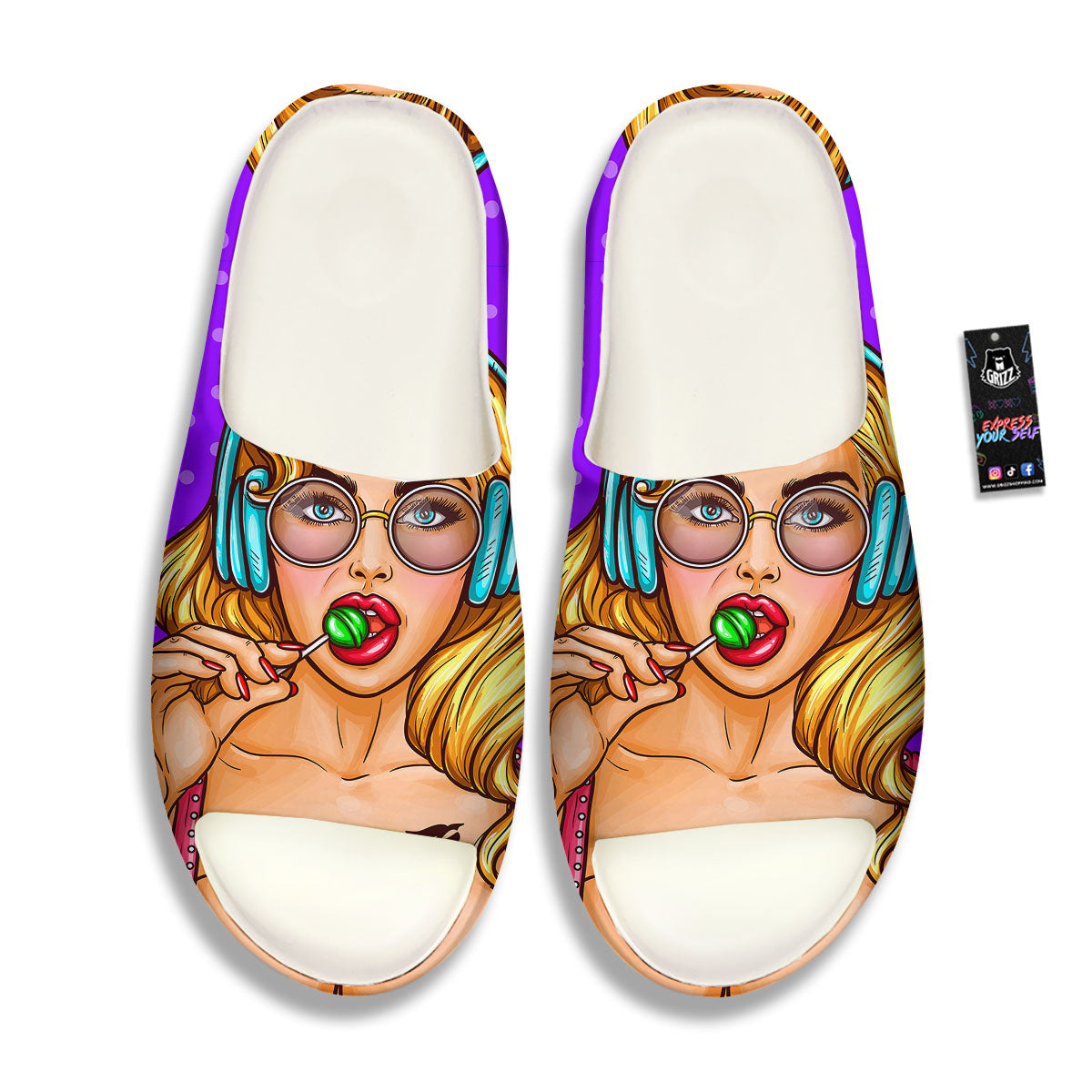 Lollipop And Punk Girl Print Sandals-grizzshop