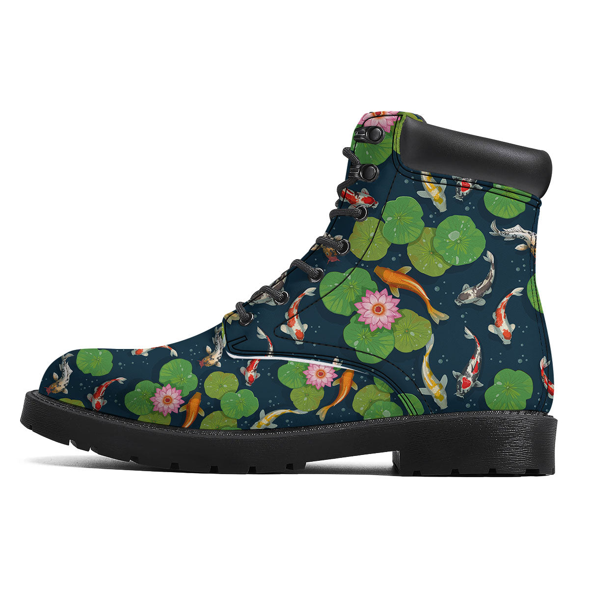 Lotus And Koi Carp Print Pattern Boots-grizzshop
