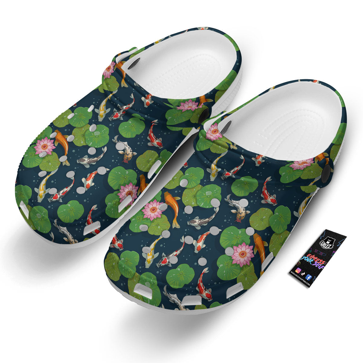Lotus And Koi Carp Print Pattern Clog-grizzshop