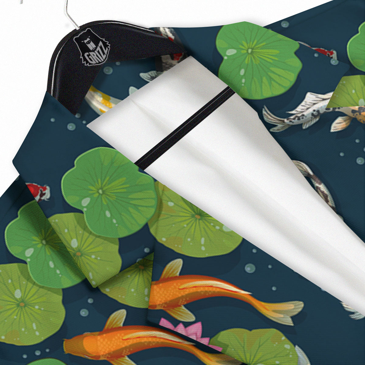 Lotus And Koi Carp Print Pattern Men's Sport Coat-grizzshop