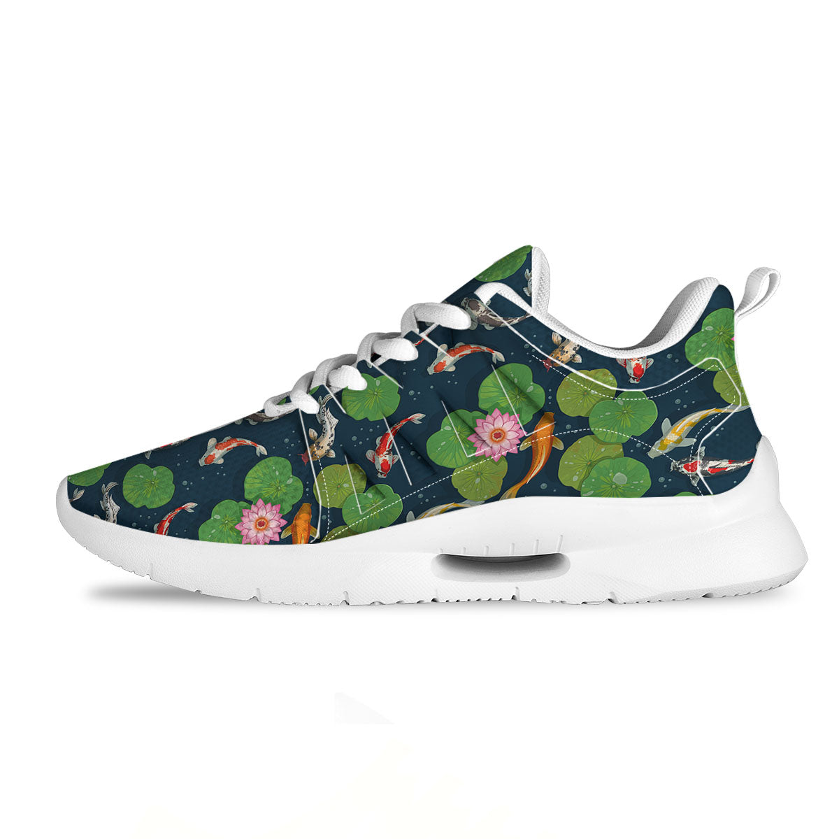 Lotus And Koi Carp Print Pattern Tennis Shoes-grizzshop