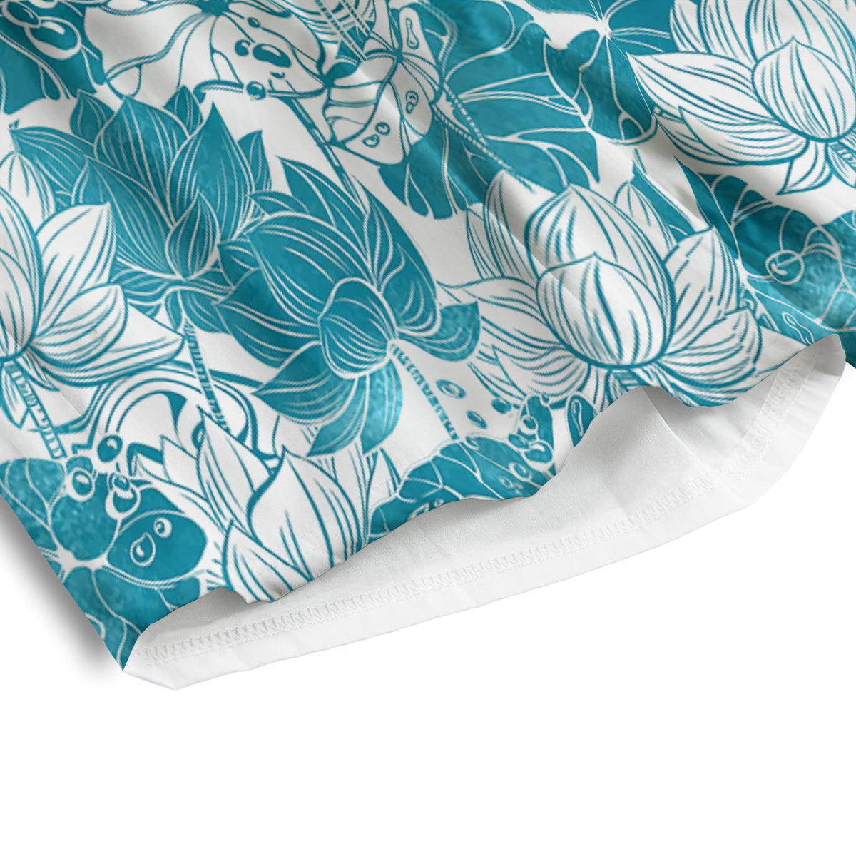 Lotus Blue And White Flower Print Pattern Men's Athletic Shorts