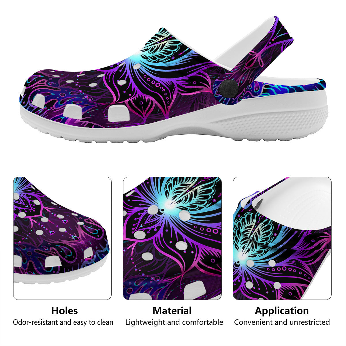 Lotus Boho Spiritual Print Clog-grizzshop