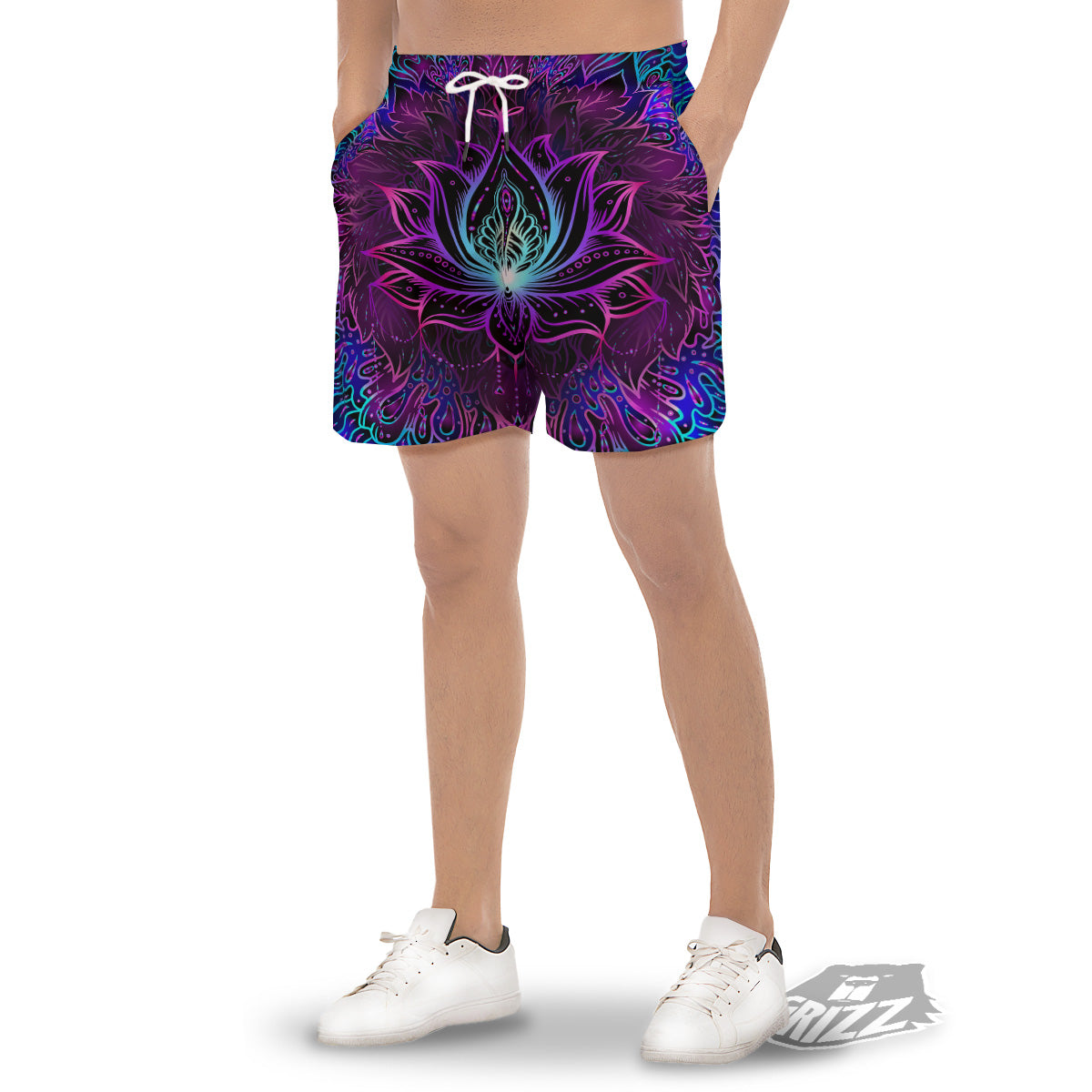 Lotus Boho Spiritual Print Men's Gym Shorts-grizzshop
