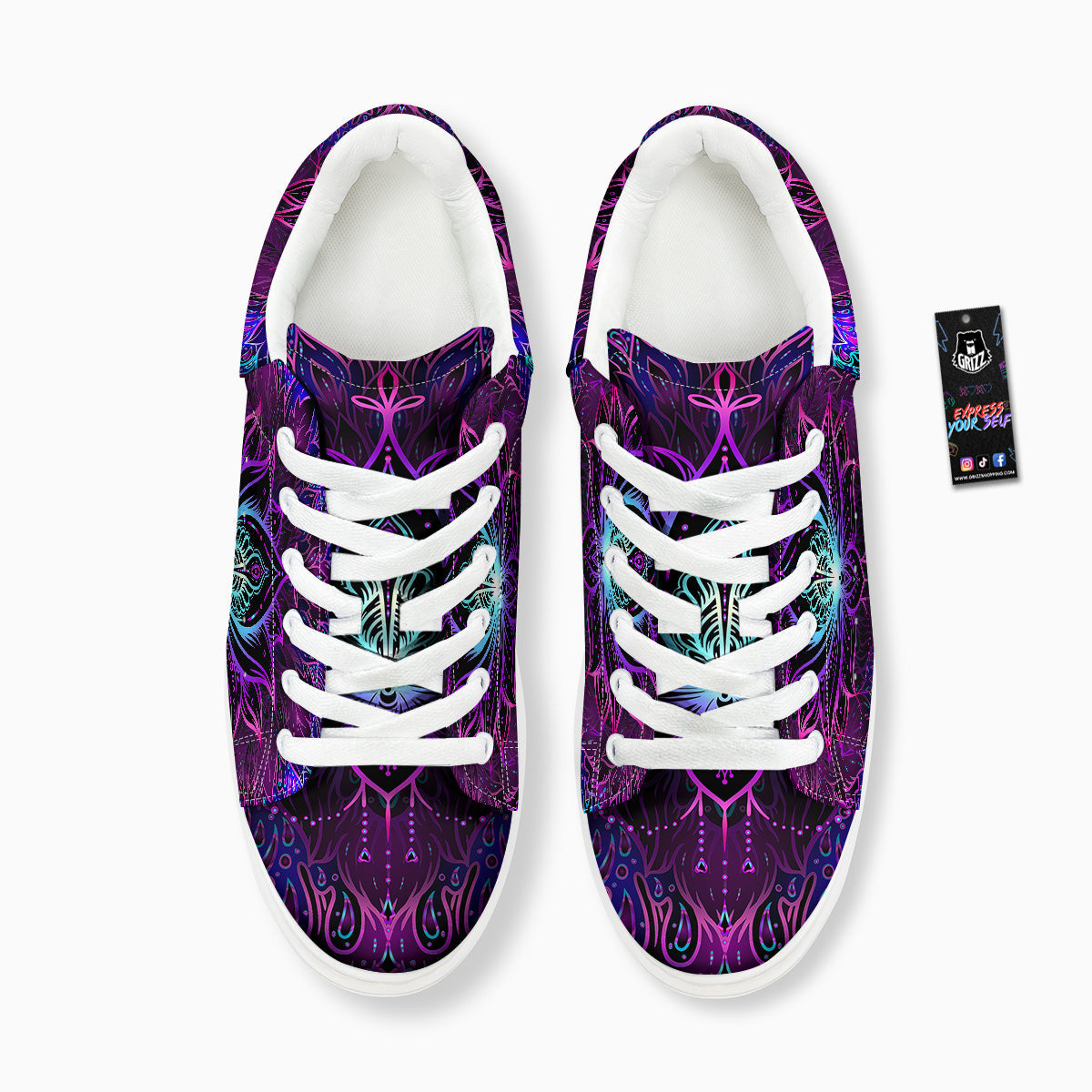 Lotus Boho Spiritual Print Platform Shoes-grizzshop