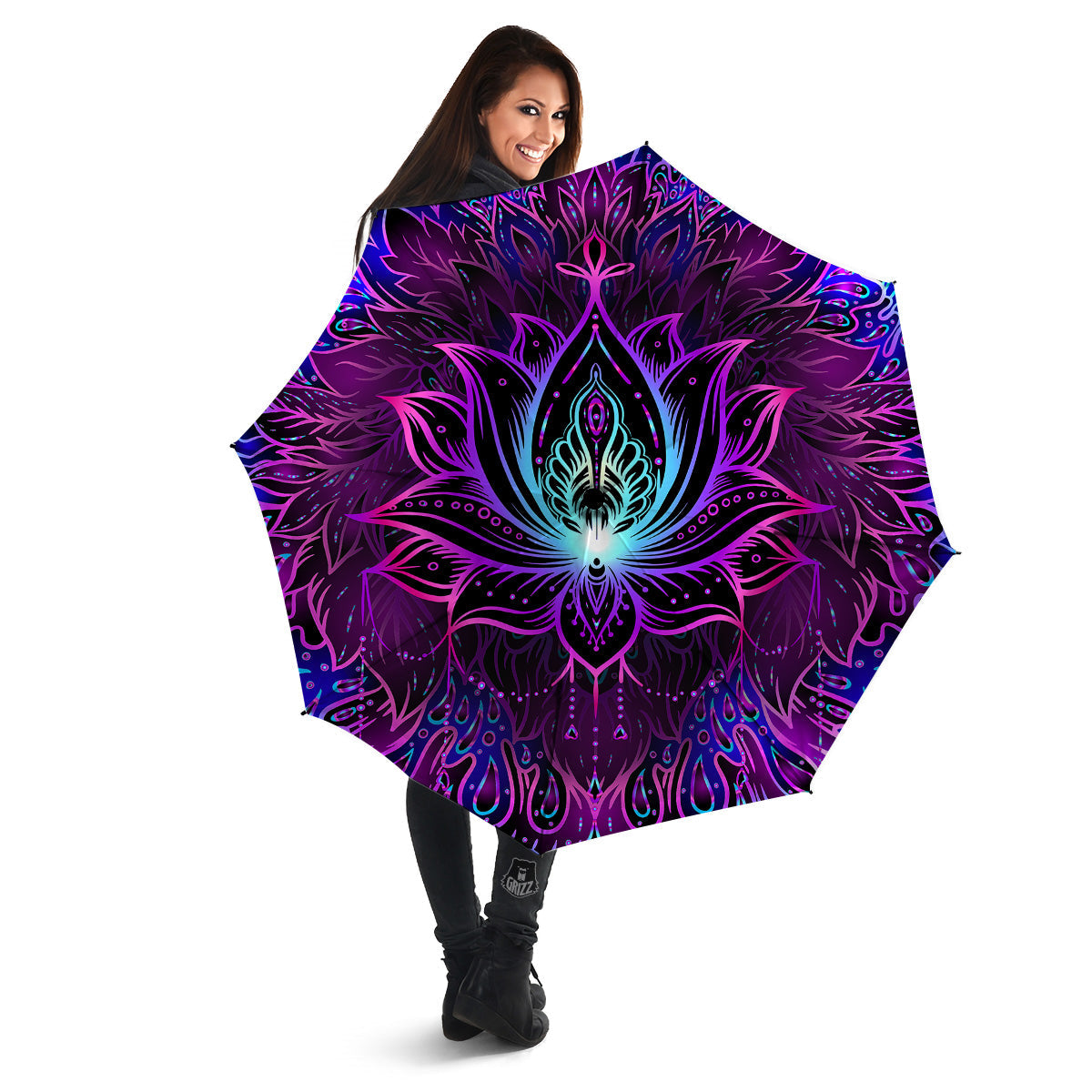 Lotus Boho Spiritual Print Umbrella-grizzshop