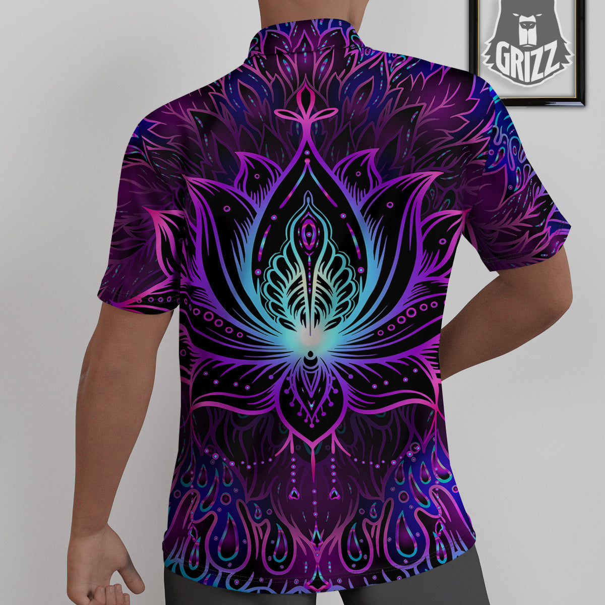 Lotus Boho Spiritual Print Untucked Shirts-grizzshop