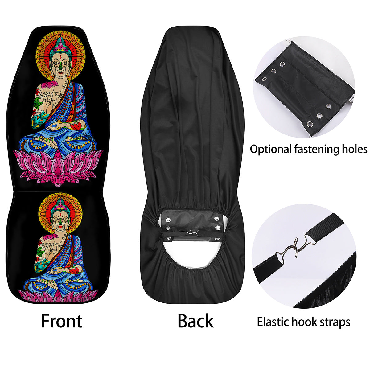 Lotus Buddha Colorful Print Car Seat Covers-grizzshop