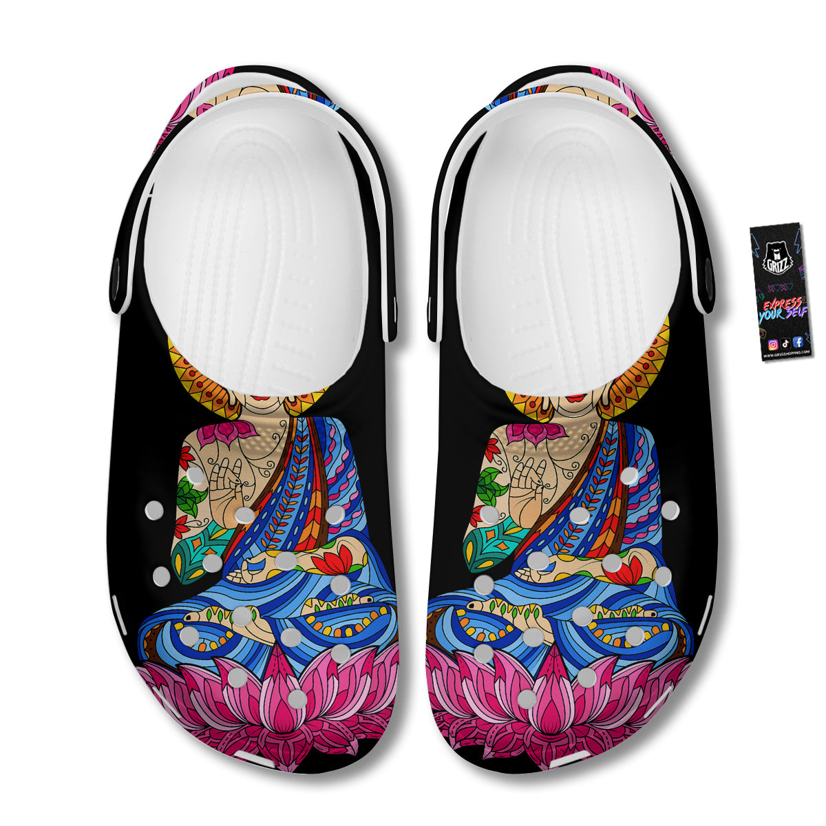 Lotus Buddha Colorful Print Clog-grizzshop