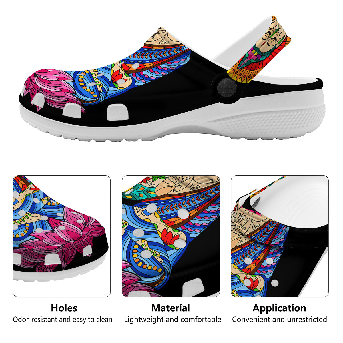 Lotus Buddha Colorful Print Clog-grizzshop
