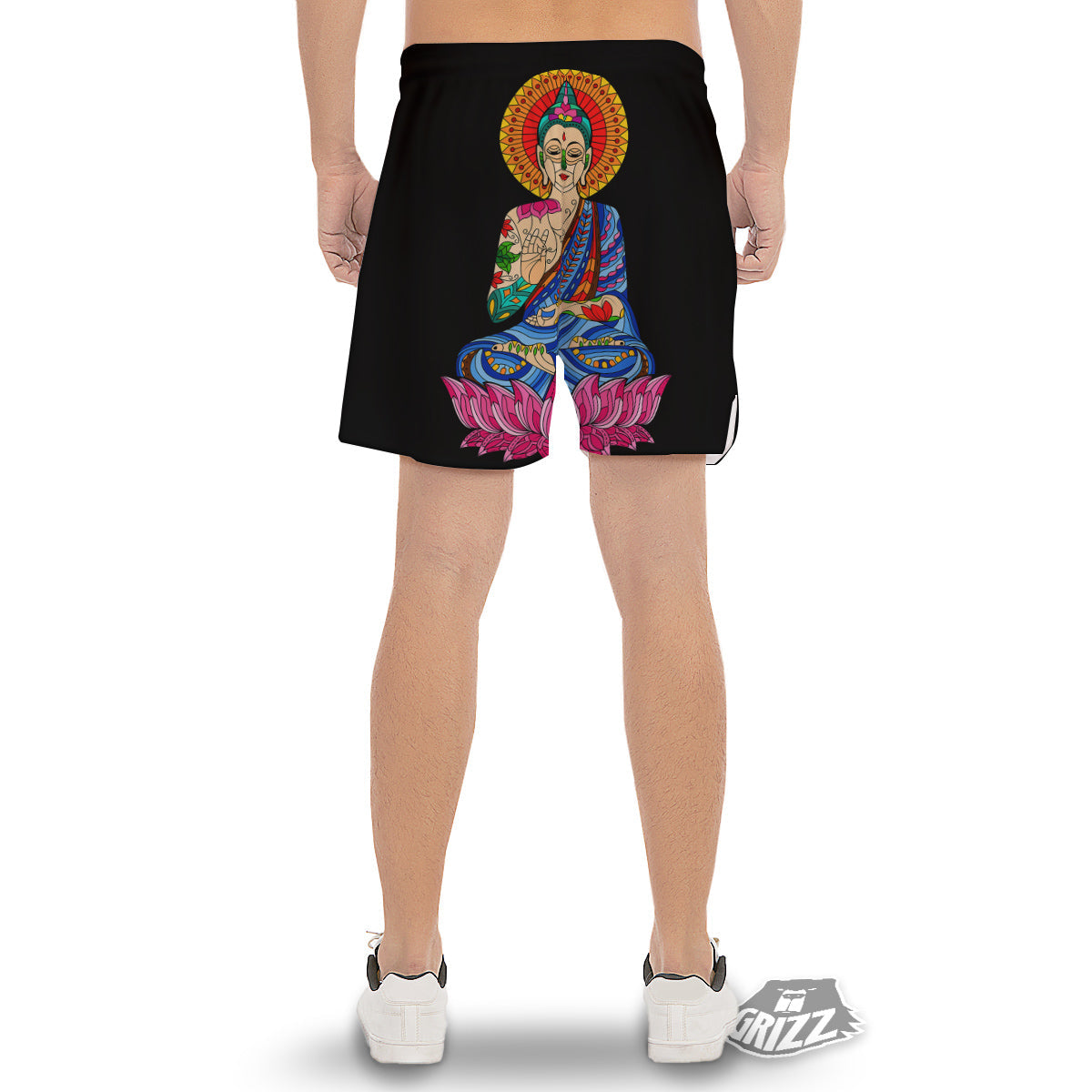 Lotus Buddha Colorful Print Men's Gym Shorts-grizzshop