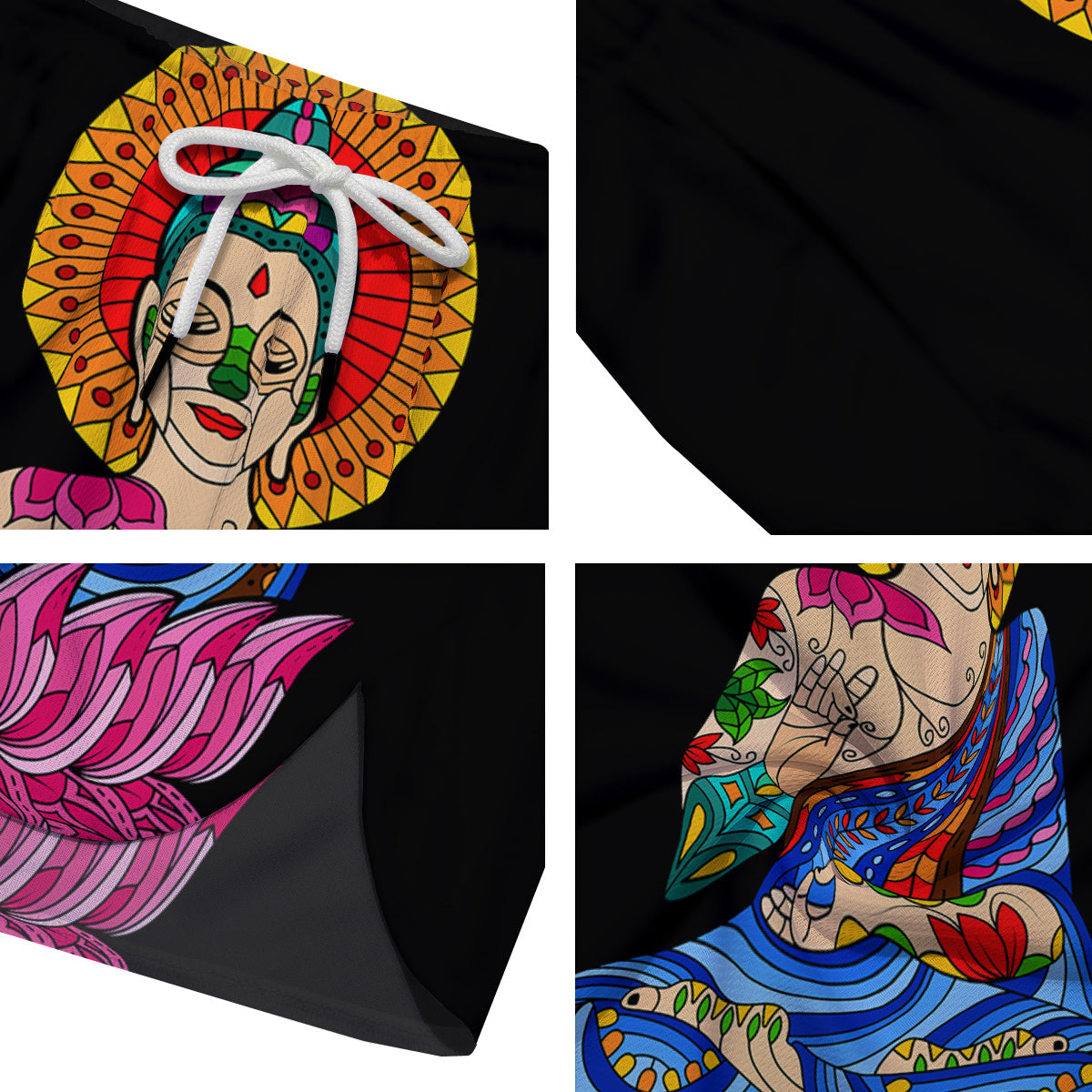 Lotus Buddha Colorful Print Men's Running Shorts-grizzshop
