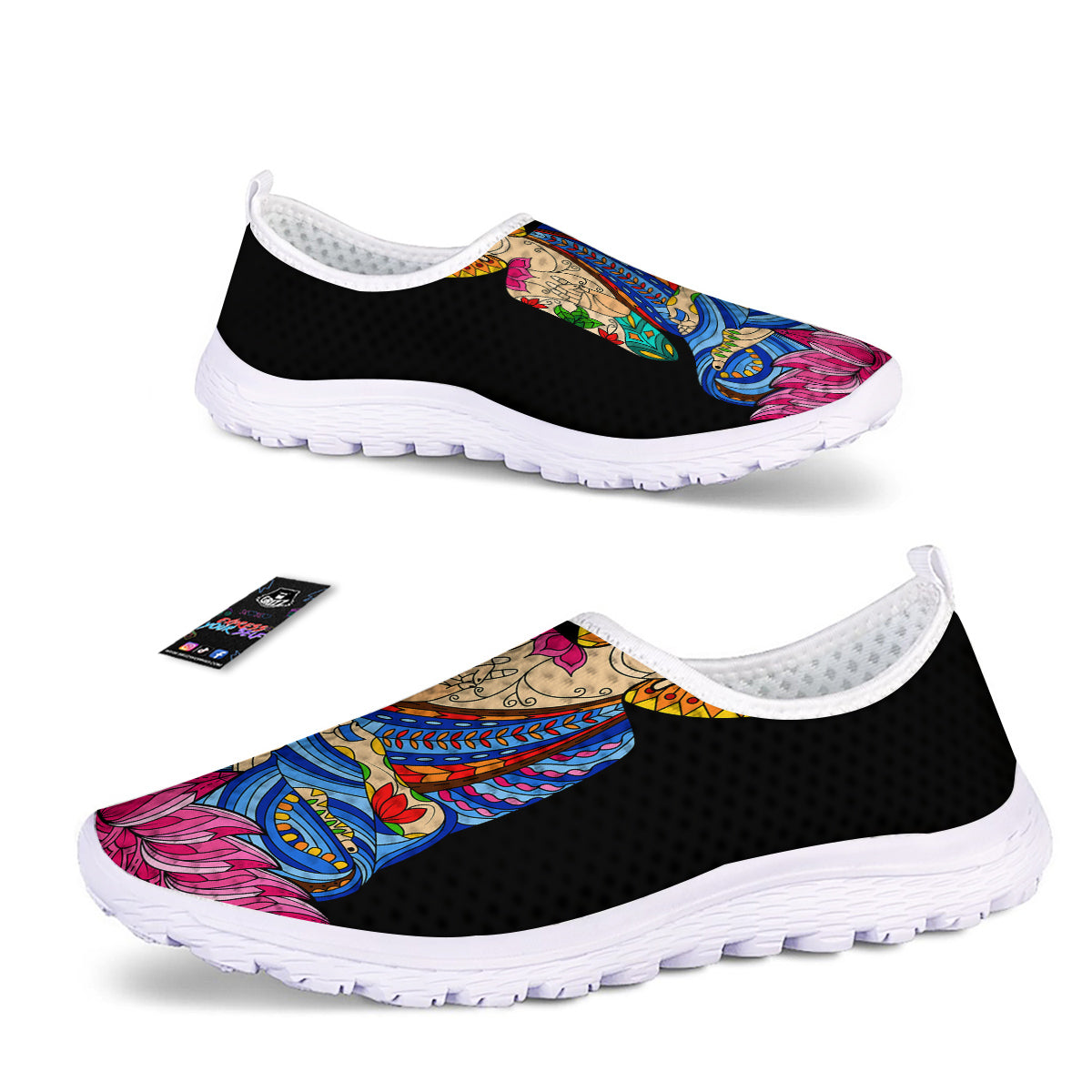 Lotus Buddha Colorful Print Nurse Shoes-grizzshop