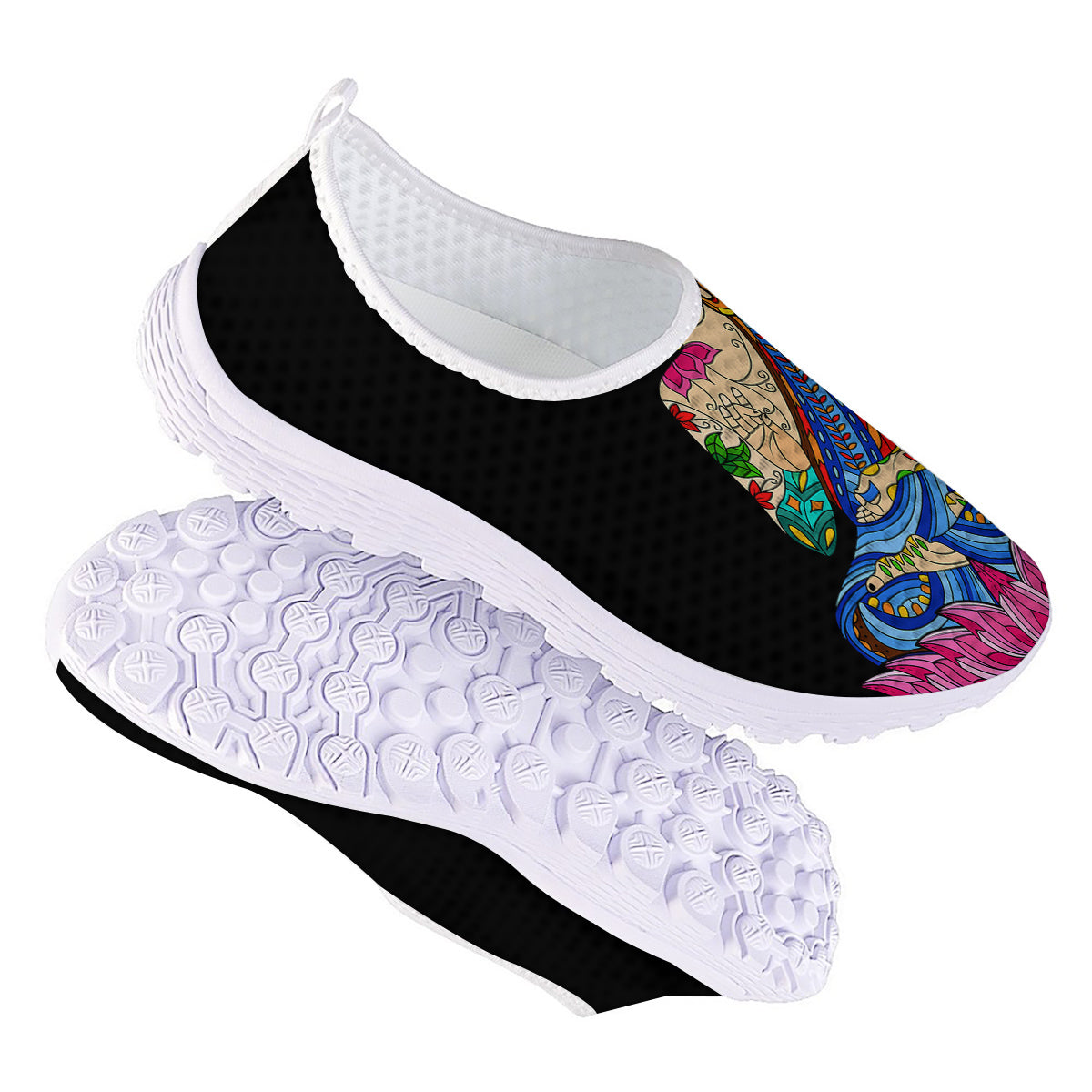 Lotus Buddha Colorful Print Nurse Shoes-grizzshop