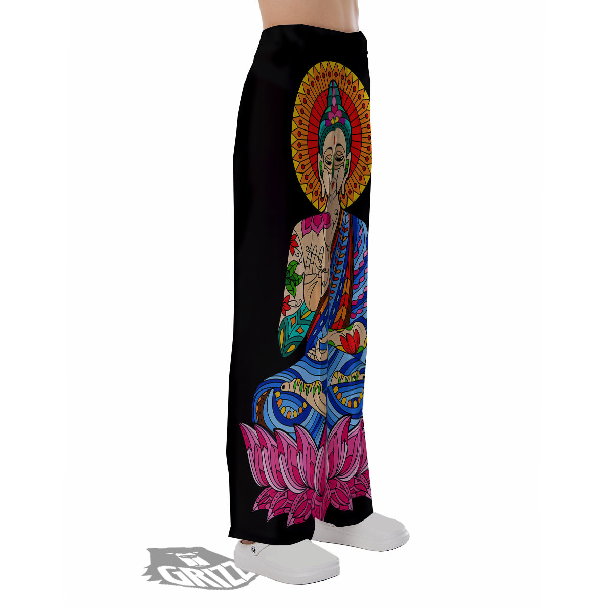 Lotus Buddha Colorful Print Pajama Pants-grizzshop