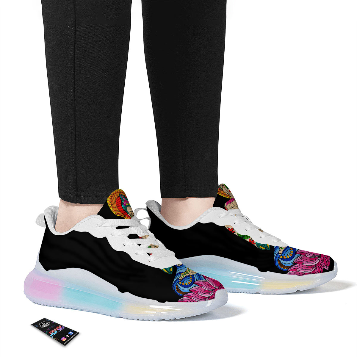 Lotus Buddha Colorful Print Running Sneakers-grizzshop