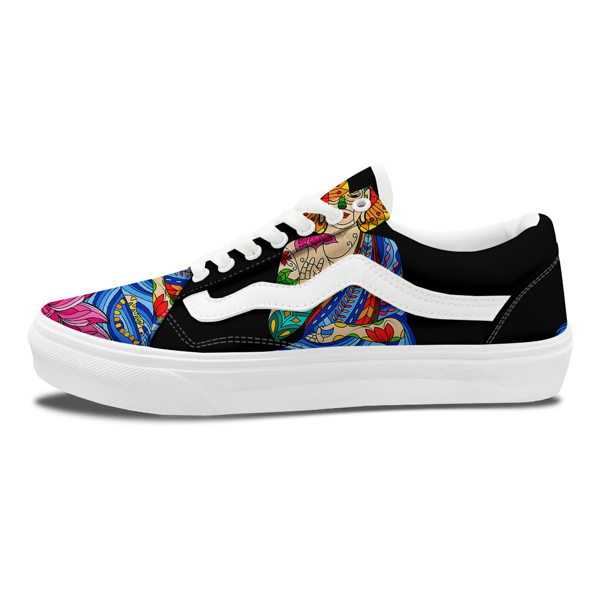 Lotus Buddha Colorful Print Skate Shoes-grizzshop