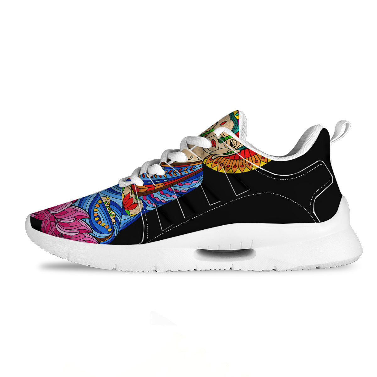 Lotus Buddha Colorful Print Tennis Shoes-grizzshop