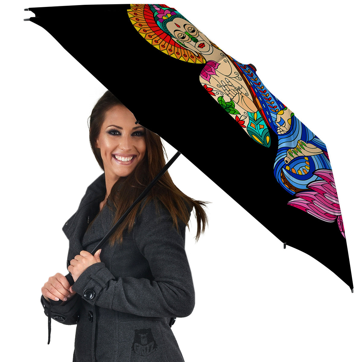 Lotus Buddha Colorful Print Umbrella-grizzshop
