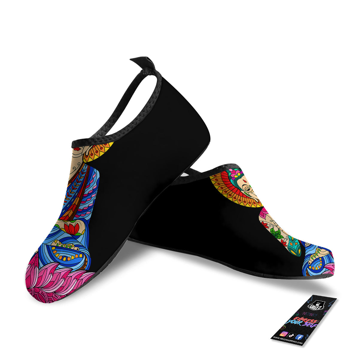 Lotus Buddha Colorful Print Water Shoes-grizzshop