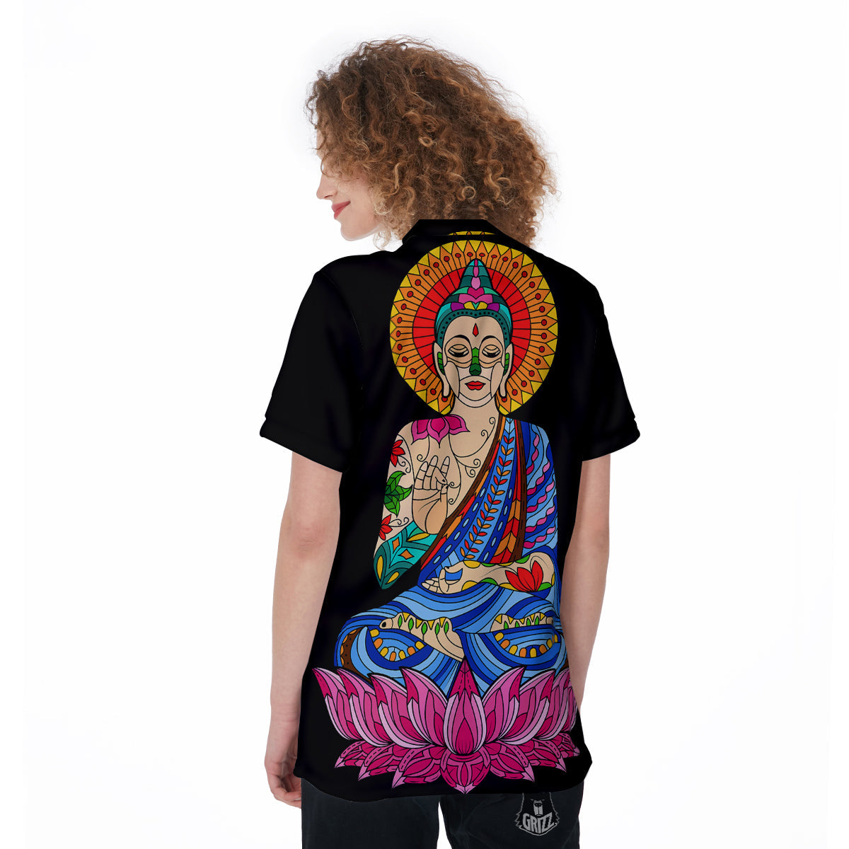 Lotus Buddha Colorful Print Women's Golf Shirts-grizzshop