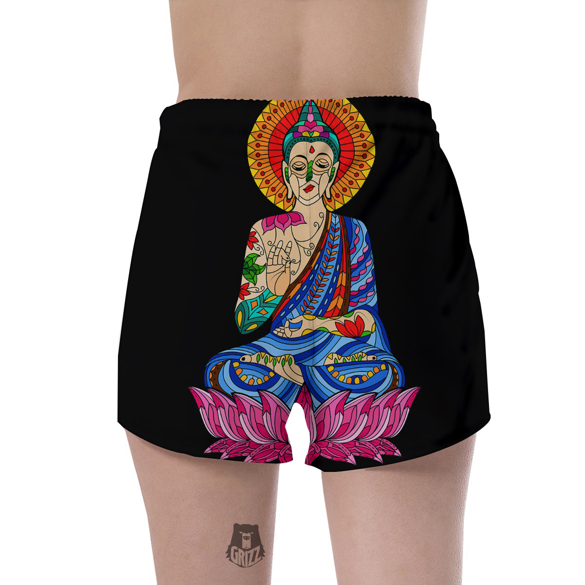 Lotus Buddha Colorful Print Women's Shorts-grizzshop