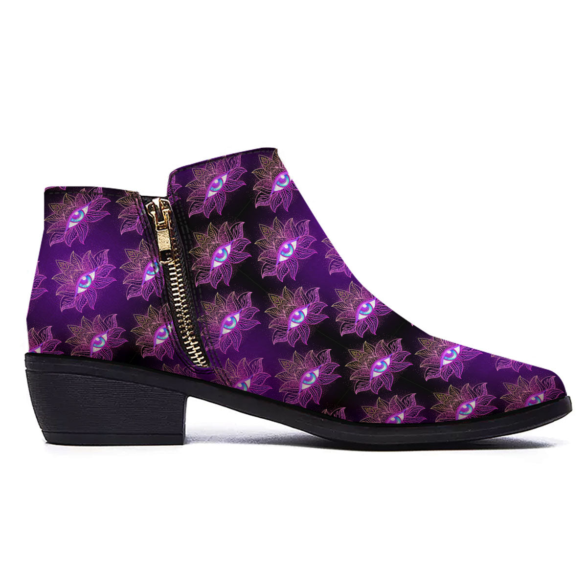 Lotus Eye Of Providence Print Pattern Ankle Boots-grizzshop