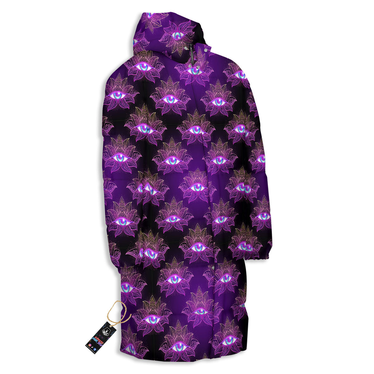 Lotus Eye Of Providence Print Pattern Long Down Jacket-grizzshop
