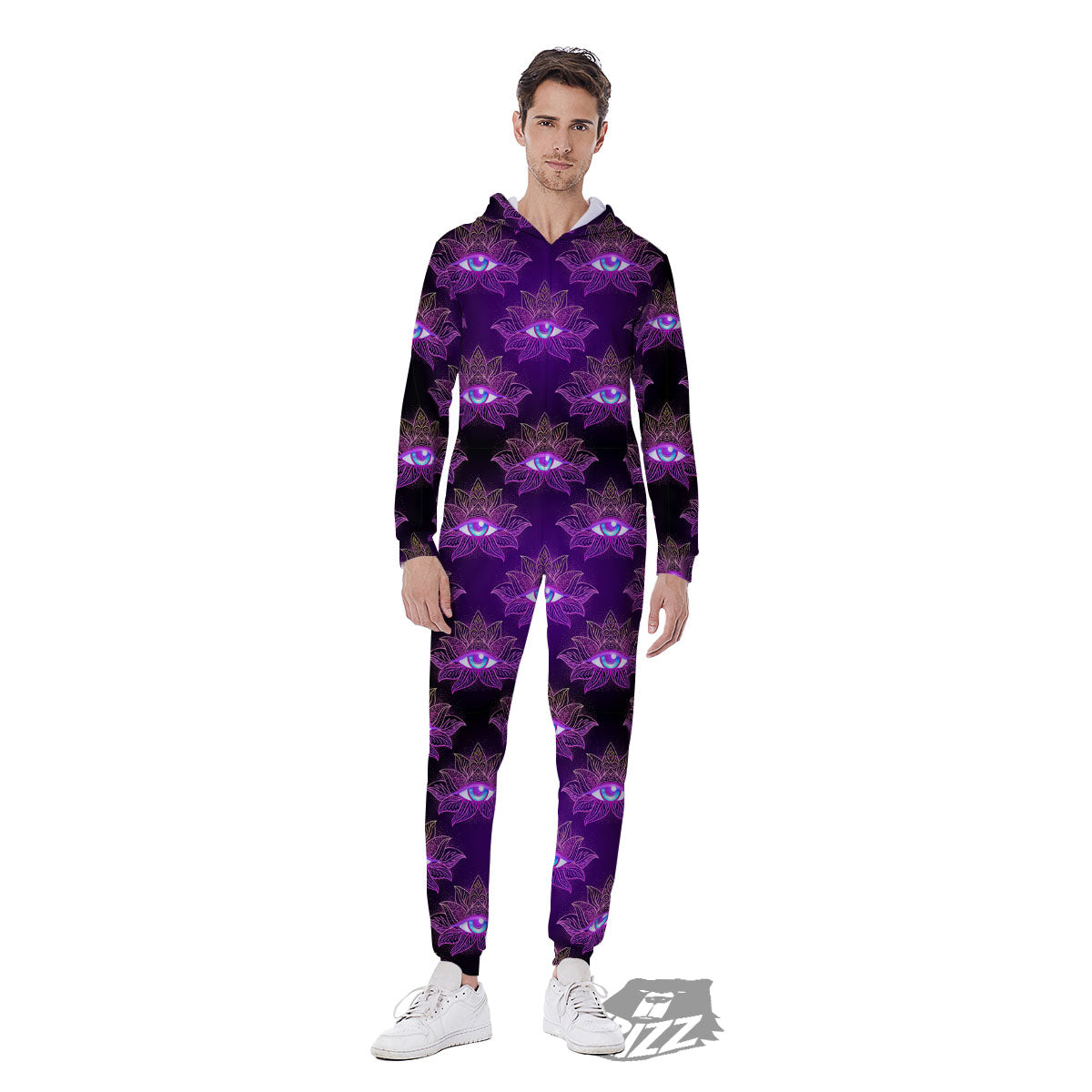 Lotus Eye Of Providence Print Pattern Men's Jumpsuit-grizzshop