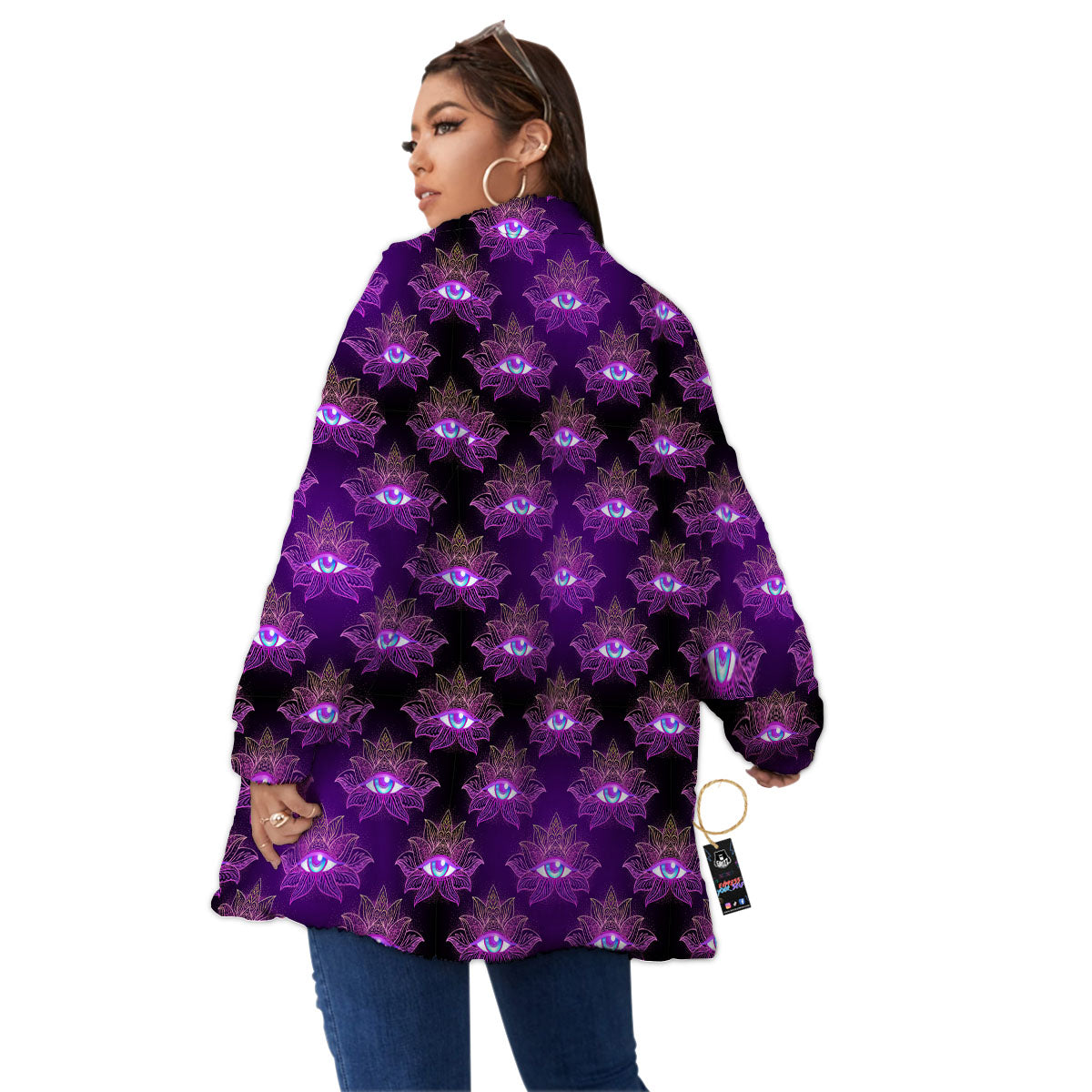 Lotus Eye Of Providence Print Pattern Women's Sherpa Jacket-grizzshop