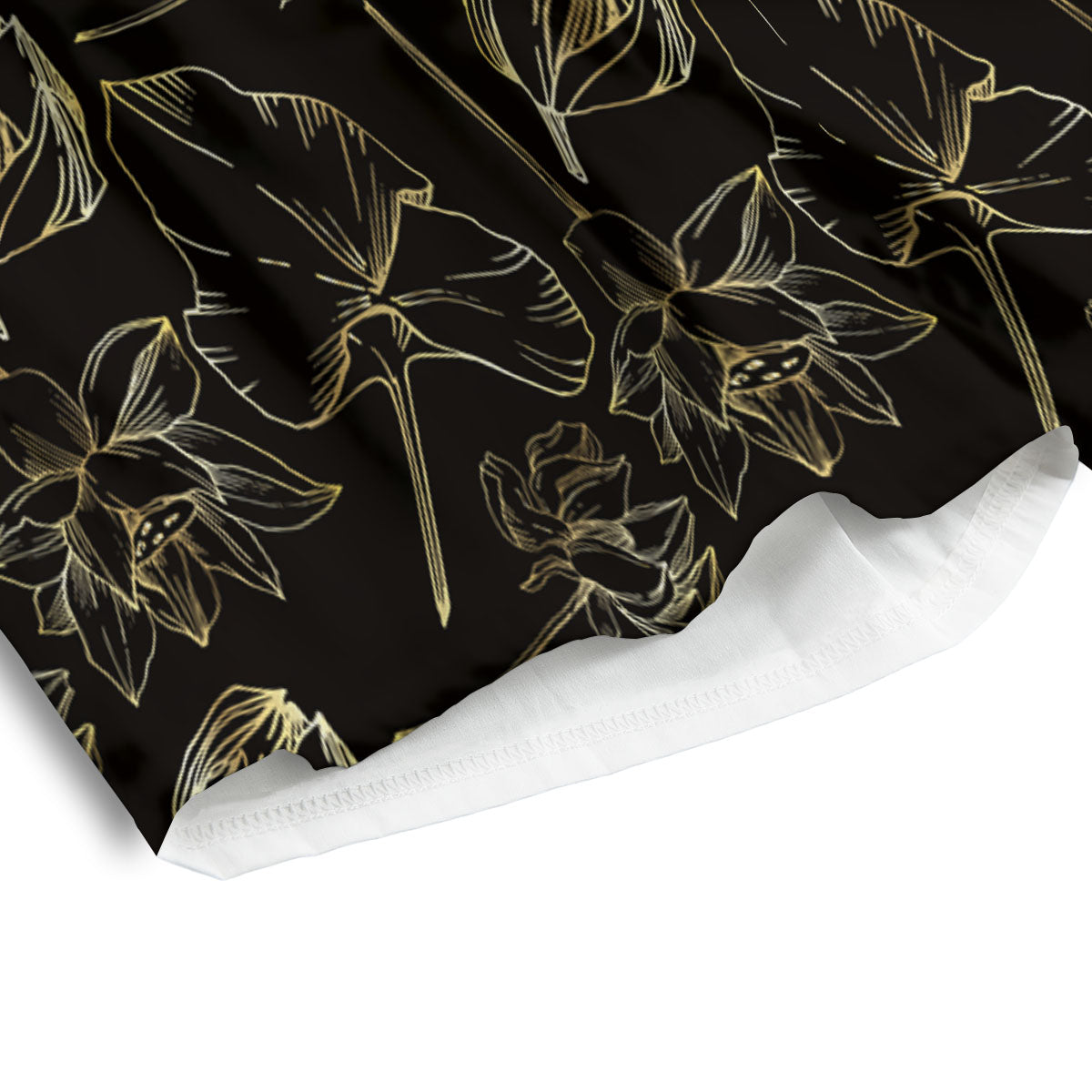 Lotus Flower Gold And Black Print Men's Athletic Shorts